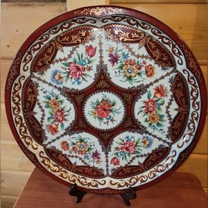 Vintage 1971 Daher Decorated Ware Round Metal Tray, Dutch Garden Floral Pattern